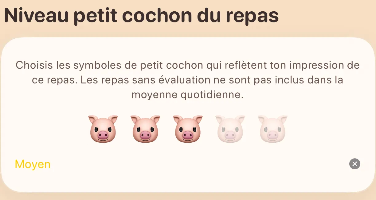 La carte de niveau petit cochon avec cinq symboles cochon et le niveau sélectionné
